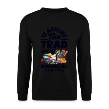 Classic Homeschool Mom Tradwife Homeschooling - Unisex Sweatshirt - black - Front - Alina (178cm) & Michal (187cm)