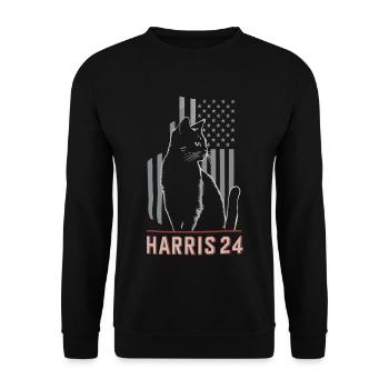 Kamala Harris 24 Cat Lady Supporter - Unisex Pullover - Schwarz - Vorne - Alina (178cm) & Michal (187cm)