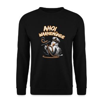 Ahoy Warnemünde ! Drôle de mouette avec ancre - Sweat-shirt Unisexe - noir - Devant - Alina (178cm) & Michal (187cm)
