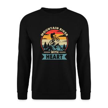 Mountain bikers with heart - Unisex Sweatshirt - black - Front - Alina (178cm) & Michal (187cm)