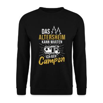 Camping Rentner Wohnmobil Camper Ruhestand - Unisex Pullover - Schwarz - Vorne - Alina (178cm) & Michal (187cm)