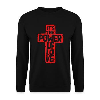 Botschaften Bibel Power of Love Jesus - Unisex Pullover - Schwarz - Vorne - Alina (178cm) & Michal (187cm)