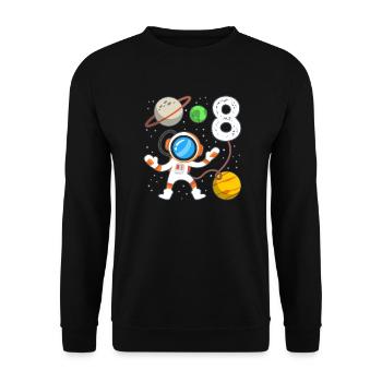 Anniversaire du petit astronaute 8 ans - Sweat-shirt Unisexe - noir - Devant - Alina (178cm) & Michal (187cm)
