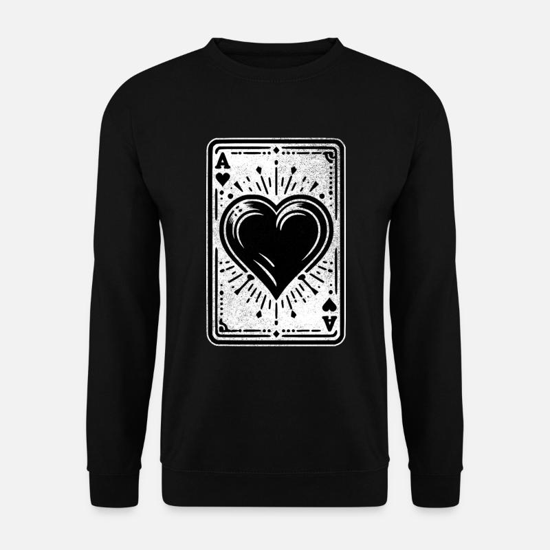 Herz Ass Karte - Unisex Pullover - Schwarz