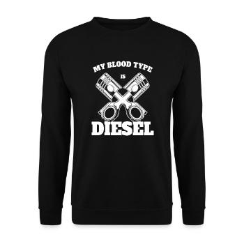DIESEL MECHANIC / TRUCKER: My Blood Type Is Diesel - Unisex Sweatshirt - black - Front - Alina (178cm) & Michal (187cm)
