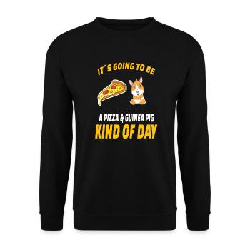 PIZZA / GUINEA PIG: Pizza Et Cochon D'Inde - Sweat-shirt Unisexe - noir - Devant - Alina (178cm) & Michal (187cm)