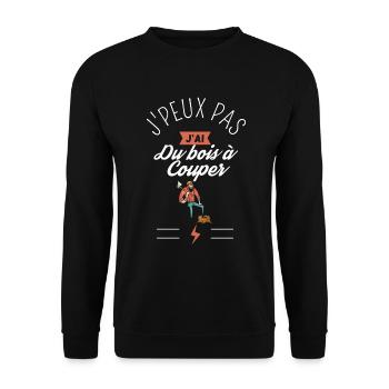 J Peux Pas J Ai du Bois à Couper humour - Sweat-shirt Unisexe - noir - Devant - Alina (178cm) & Michal (187cm)