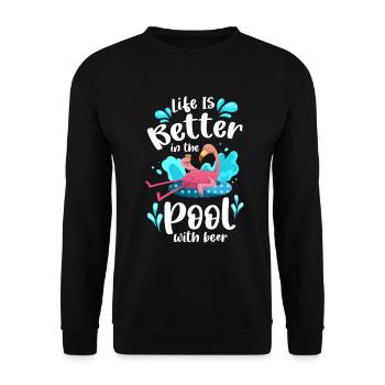 Piscine Natation Flamant Cool - Sweat-shirt Unisexe - noir - Devant - Alina (178cm) & Michal (187cm)