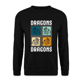Fantasy Mythologie Stärke Tattoo - Unisex Pullover - Schwarz - Vorne - Alina (178cm) & Michal (187cm)