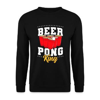 Beerpong Party Drinking Game Drunken - Unisex Sweatshirt - black - Front - Alina (178cm) & Michal (187cm)