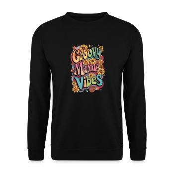 Groovy Mama Vibes - Unisex Sweatshirt - black - Front - Alina (178cm) & Michal (187cm)