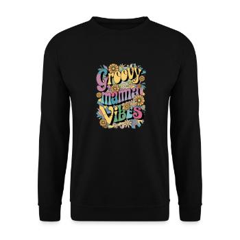Groovy Mama Vibes - Unisex Sweatshirt - black - Front - Alina (178cm) & Michal (187cm)