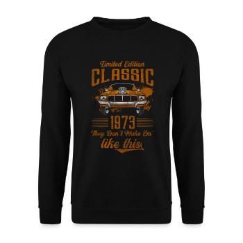 Klassiker Alt Oldschool - Unisex Pullover - Schwarz - Vorne - Alina (178cm) & Michal (187cm)