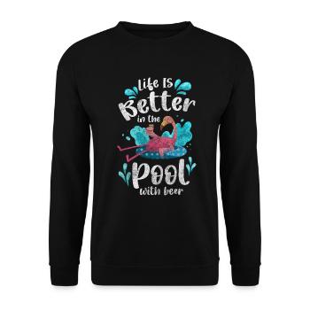Pool Schwimmen Sommer Alkohol - Unisex Pullover - Schwarz - Vorne - Alina (178cm) & Michal (187cm)