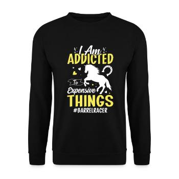 I'm addicted to expensive things - barrel - Unisex Sweatshirt - black - Front - Alina (178cm) & Michal (187cm)