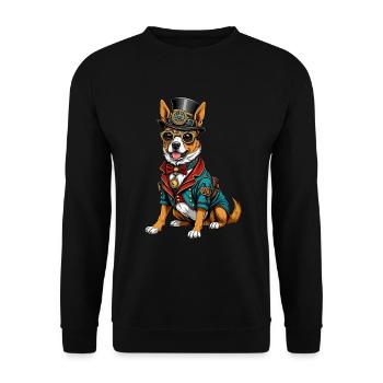 Chien steampunk - Sweat-shirt Unisexe - noir - Devant - Alina (178cm) & Michal (187cm)