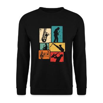 Saxophone Player Retro Saxophone Saxophonist - Unisex Sweatshirt - black - Front - Alina (178cm) & Michal (187cm)