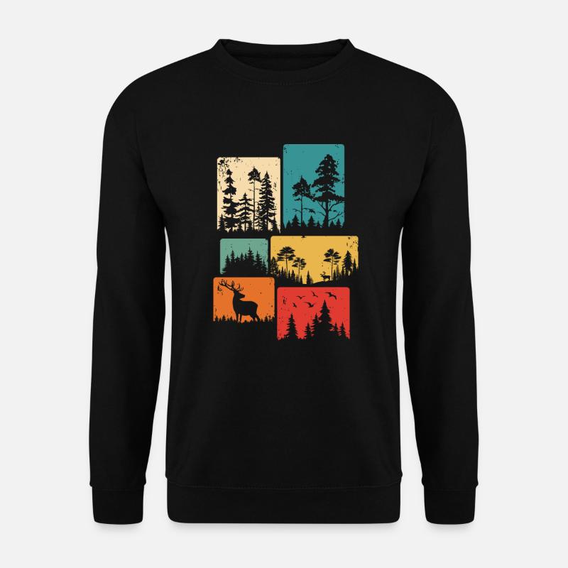 Wald Natur Bäume Outdoor Wildnis Wälder - Unisex Pullover - Schwarz
