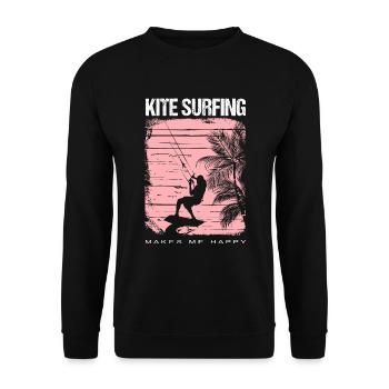 Surfing Windsurfing Kitesurfing makes me happy - Unisex Sweatshirt - black - Front - Alina (178cm) & Michal (187cm)