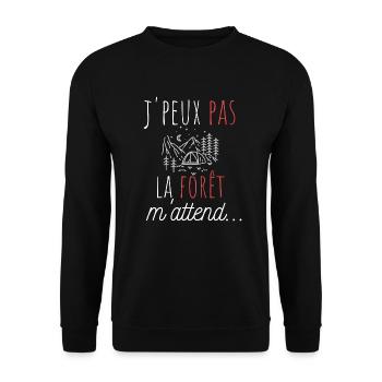 j'peux pas la forêt m'attend cadeau anniversaire - Sweat-shirt Unisexe - noir - Devant - Alina (178cm) & Michal (187cm)