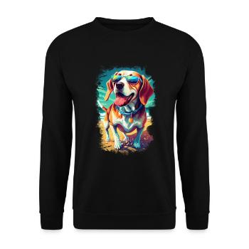cool beagle with sunglasses on the beach - Unisex Sweatshirt - black - Front - Alina (178cm) & Michal (187cm)