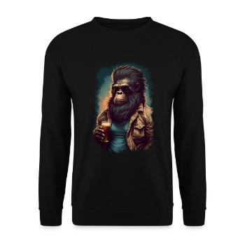 cool gorilla with sunglasses and beer - Unisex Sweatshirt - black - Front - Alina (178cm) & Michal (187cm)