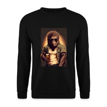 Badass gorilla with sunglasses and beer - Unisex Sweatshirt - black - Front - Alina (178cm) & Michal (187cm)