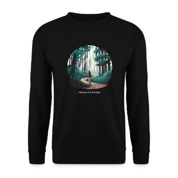 Hiking is My Therapy – Nature & Forest - Unisex Sweatshirt - black - Front - Alina (178cm) & Michal (187cm)