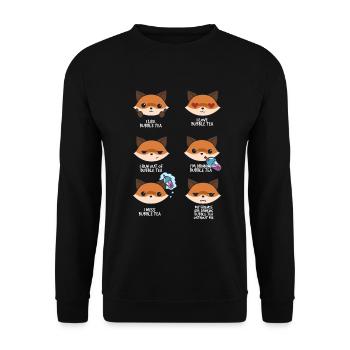 Fox and Bubble Tea - Unisex Sweatshirt - black - Front - Alina (178cm) & Michal (187cm)
