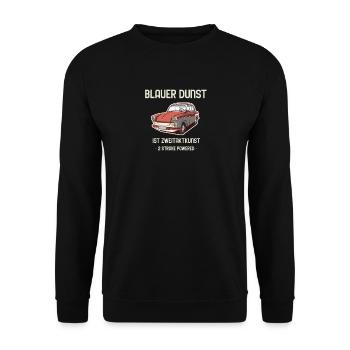 TRABI 500  500 Zweitakt 2Takt Blauer Dunst - Unisex Pullover - Schwarz - Vorne - Alina (178cm) & Michal (187cm)