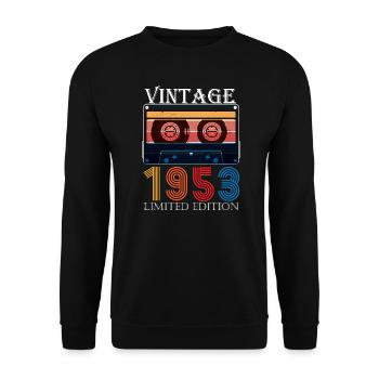 1953 Vintage Retro Jubiläum Limitierte Auflage - Unisex Pullover - Schwarz - Vorne - Alina (178cm) & Michal (187cm)
