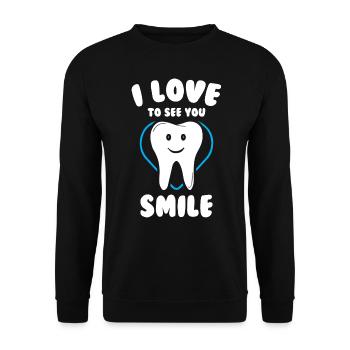 J’aime te voir sourire Dent mignonne - Sweat-shirt Unisexe - noir - Devant - Alina (178cm) & Michal (187cm)