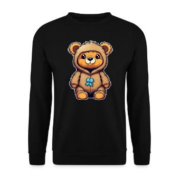 Ours en peluche mignon avec noeud bleu - Sweat-shirt Unisexe - noir - Devant - Alina (178cm) & Michal (187cm)