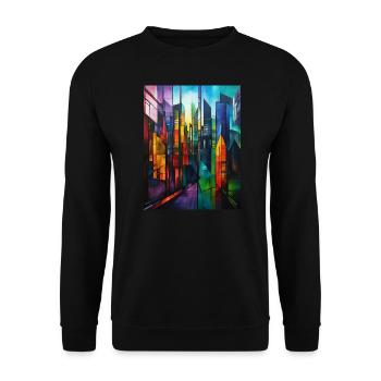Abstrait Ville de Couleurs - Grande Ville - Coloré - Sweat-shirt Unisexe - noir - Devant - Alina (178cm) & Michal (187cm)