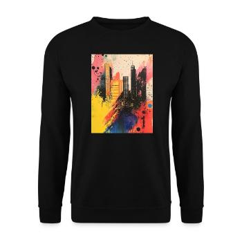 Abstract Graffiti City - Street Art - Big City - Unisex Sweatshirt - black - Front - Alina (178cm) & Michal (187cm)