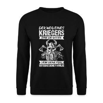 Der Weg Eines Kriegers Ehre Die Götter Liebe Deine - Unisex Pullover - Schwarz - Vorne - Alina (178cm) & Michal (187cm)