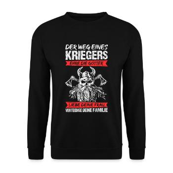 Wikinger Kämpfer Familie Krieger Spruch Götter Ehe - Unisex Pullover - Schwarz - Vorne - Alina (178cm) & Michal (187cm)