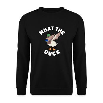 Ente What The Duck - Unisex Sweatshirt - black - Front - Alina (178cm) & Michal (187cm)