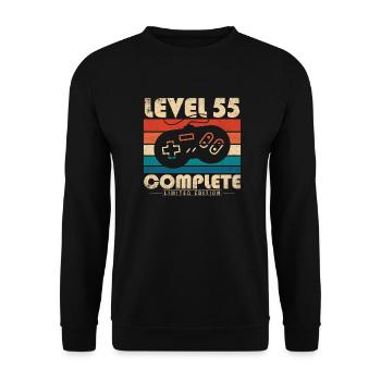 55 Birthday 55 Years Gift Level 55 Complete - Unisex Sweatshirt - black - Front - Alina (178cm) & Michal (187cm)