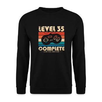 35 Geburtstag 35 Jahre Geschenk Level 35 Complete - Unisex Pullover - Schwarz - Vorne - Alina (178cm) & Michal (187cm)