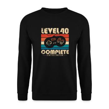 40th Birthday Gift Level 40 Complete - Unisex Sweatshirt - black - Front - Alina (178cm) & Michal (187cm)