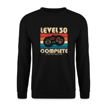 30th Birthday Gift Level 30 Complete - Unisex Sweatshirt - black - Front - Alina (178cm) & Michal (187cm)