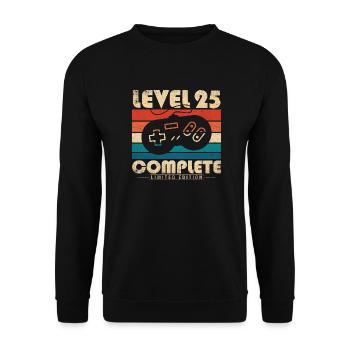 25 Anniversaire 25 ans Cadeau Niveau 25 Complet - Sweat-shirt Unisexe - noir - Devant - Alina (178cm) & Michal (187cm)