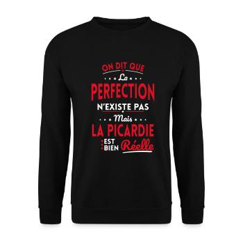 La Perfection n'existe pas la Picardie est Réelle - Sweat-shirt Unisexe - noir - Devant - Alina (178cm) & Michal (187cm)