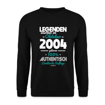 20th Birthday - Legends were created in October 2004 - Unisex Sweatshirt - black - Front - Alina (178cm) & Michal (187cm)