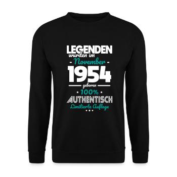 70e anniversaire - Les légendes ont été créées en novembre 1954 - Sweat-shirt Unisexe - noir - Devant - Alina (178cm) & Michal (187cm)