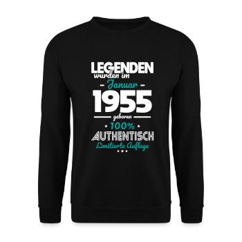 70e anniversaire - Les légendes ont été créées en janvier 1955 - Sweat-shirt Unisexe - noir - Devant - Alina (178cm) & Michal (187cm)