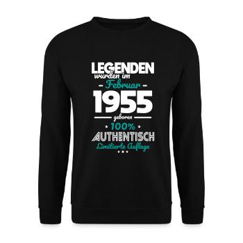 70e anniversaire - Les légendes ont été créées en février 1955 - Sweat-shirt Unisexe - noir - Devant - Alina (178cm) & Michal (187cm)