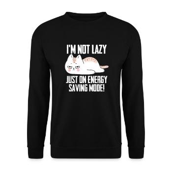 Lazy Cat - Im Not Lazy Just On Energy Saving Mode - Unisex Sweatshirt - black - Front - Alina (178cm) & Michal (187cm)