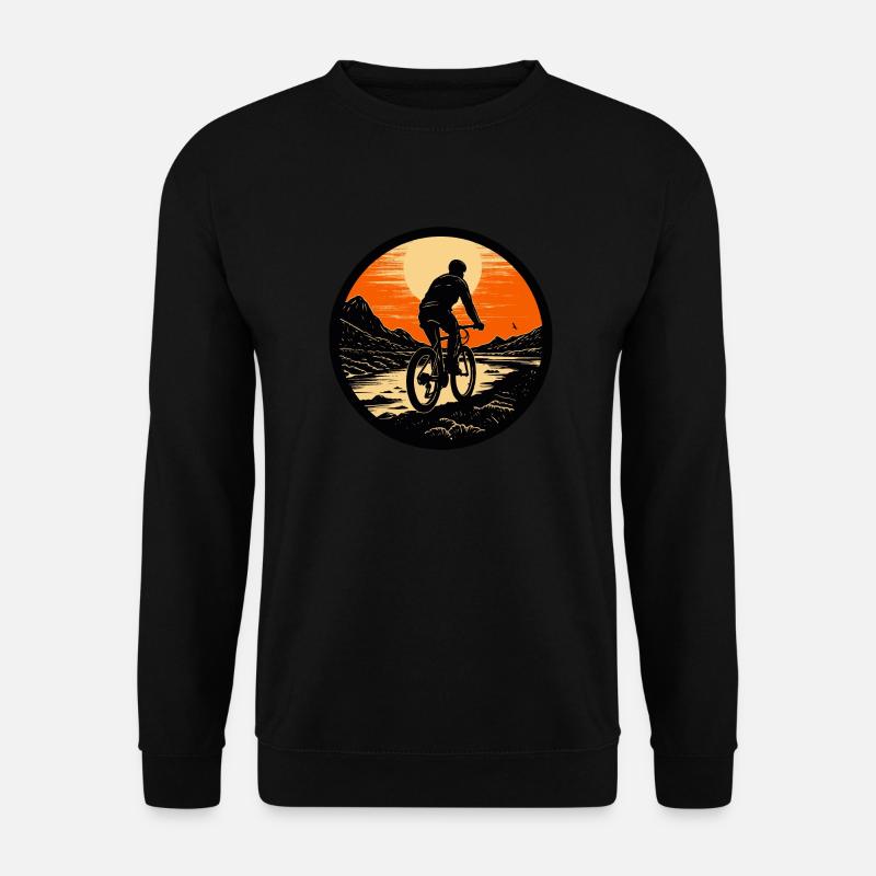 Mountainbiking bei Sonnenuntergang - Unisex Pullover - Schwarz